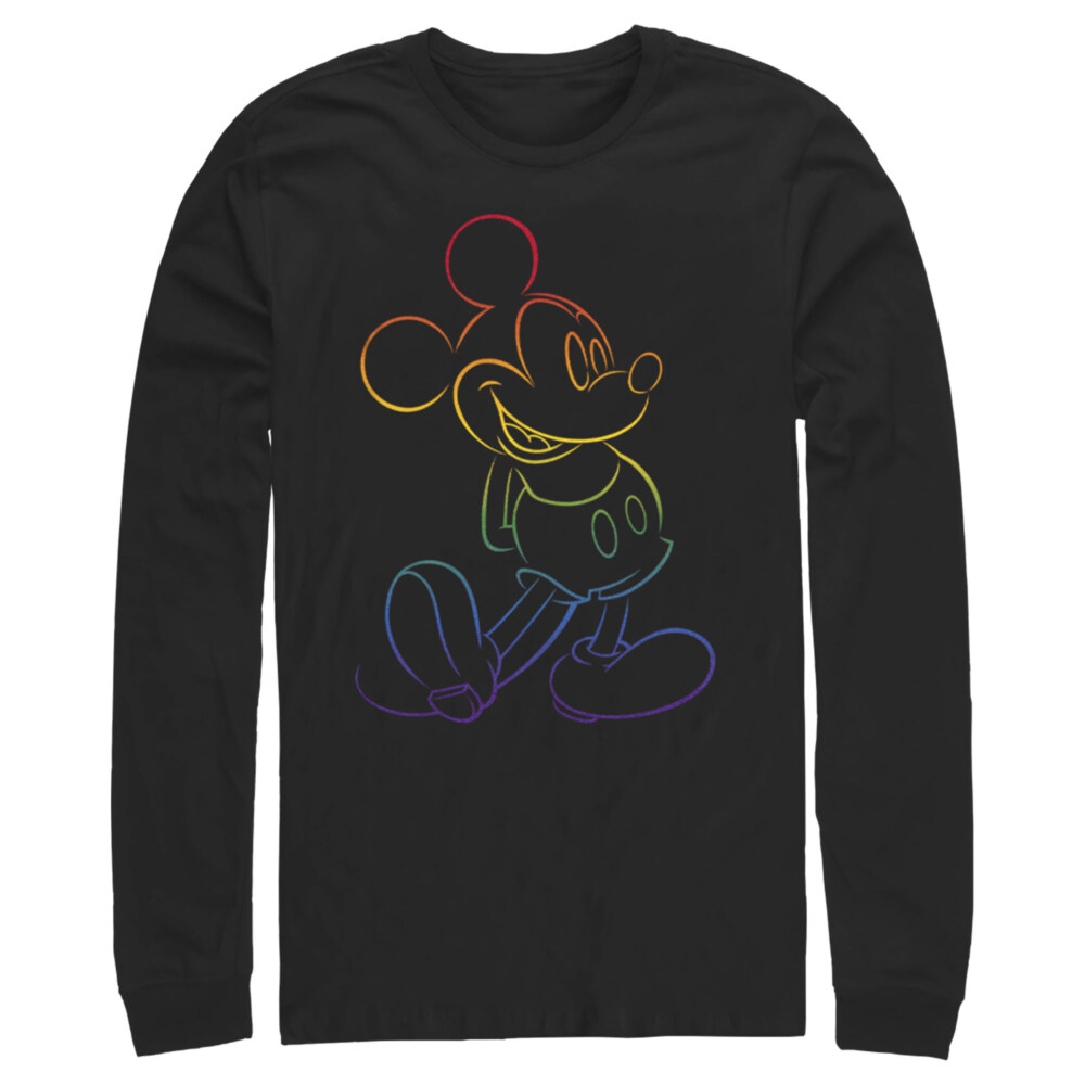 Men's Mickey & Friends Rainbow Mickey Mouse Outline  Adult Long Sleeve Shirt