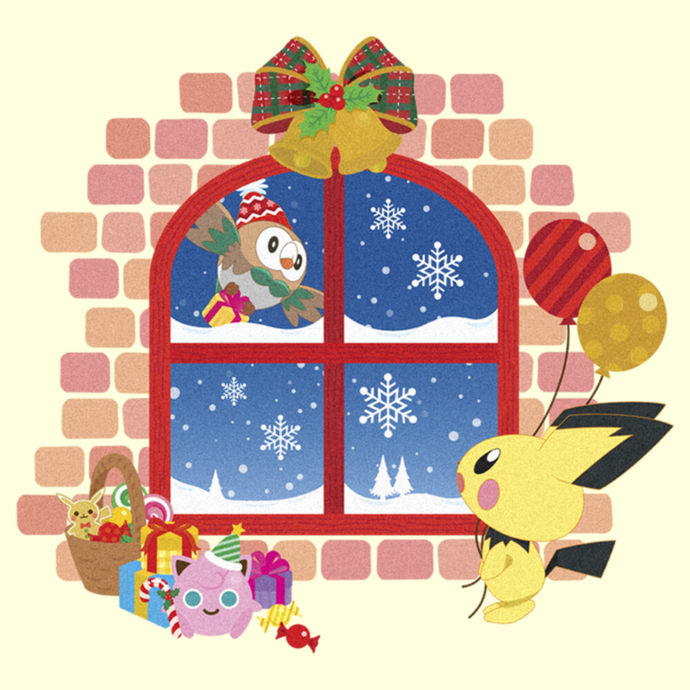 Men's Pokemon Christmas Window  Adult T-Shirt