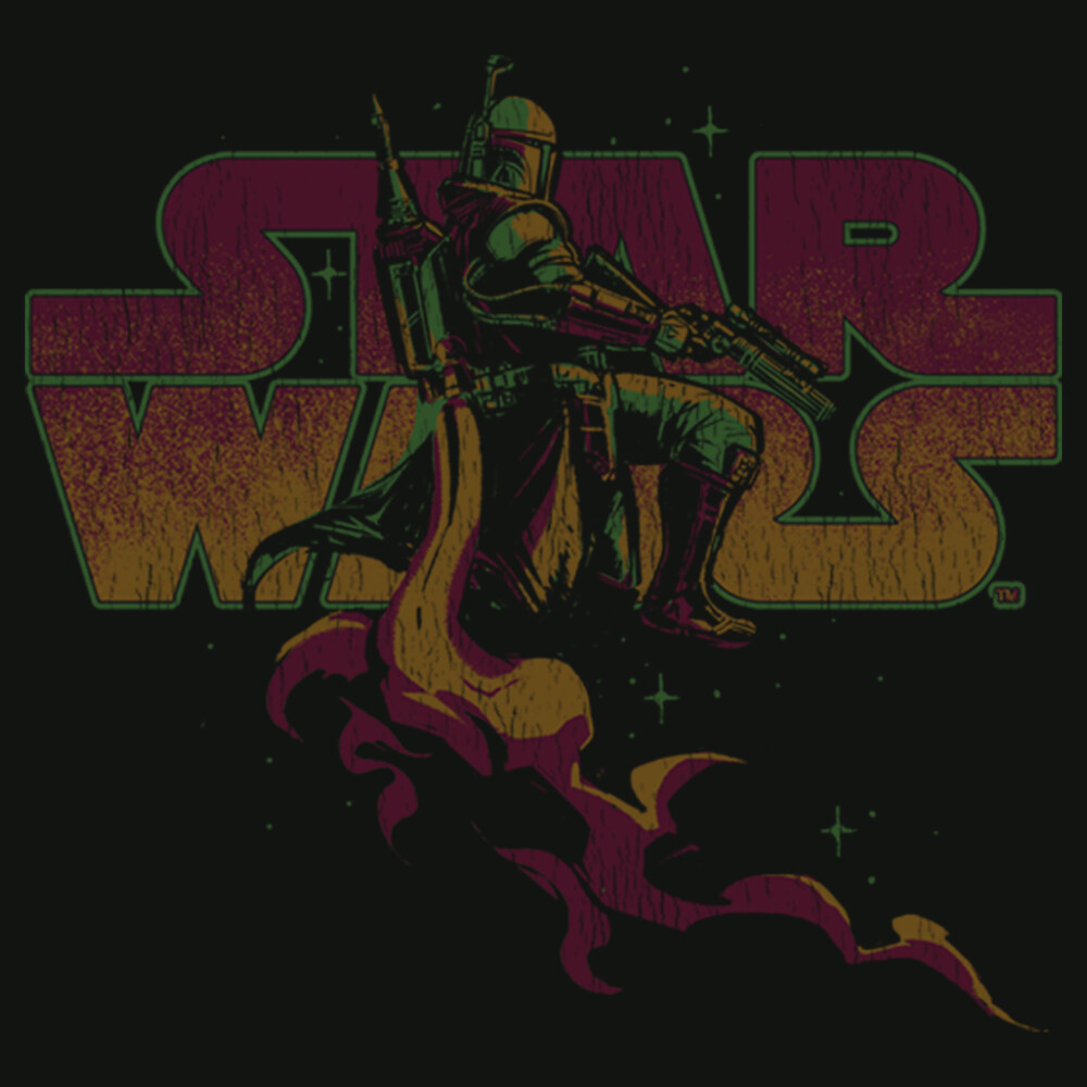 Men's Star Wars: The Book of Boba Fett Distressed Retro Star Wars Logo  Adult T-Shirt