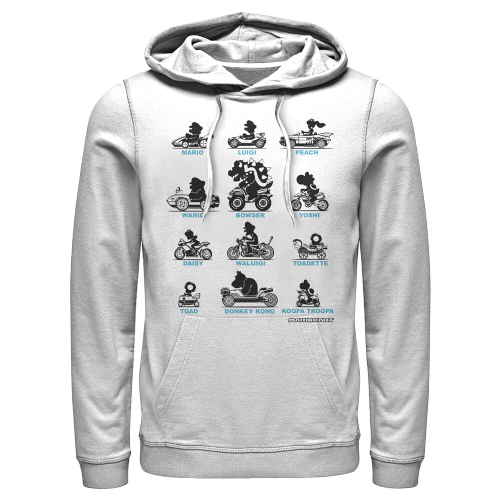 Men's Nintendo Mario Kart Silhouette Grid  Adult Pull Over Hoodie