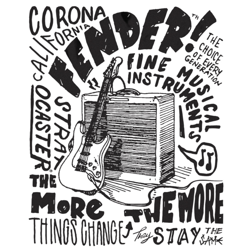 Men's Fender Sketch Poster  Adult T-Shirt