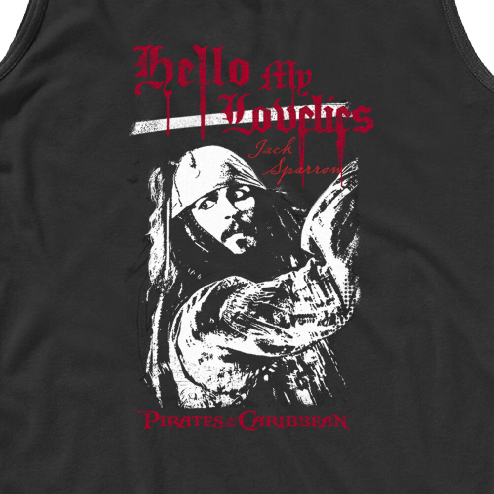 Men's Pirates of the Caribbean: Curse of the Black Pearl Jack Sparrow Hello My Lovelies  Adult Tank Top