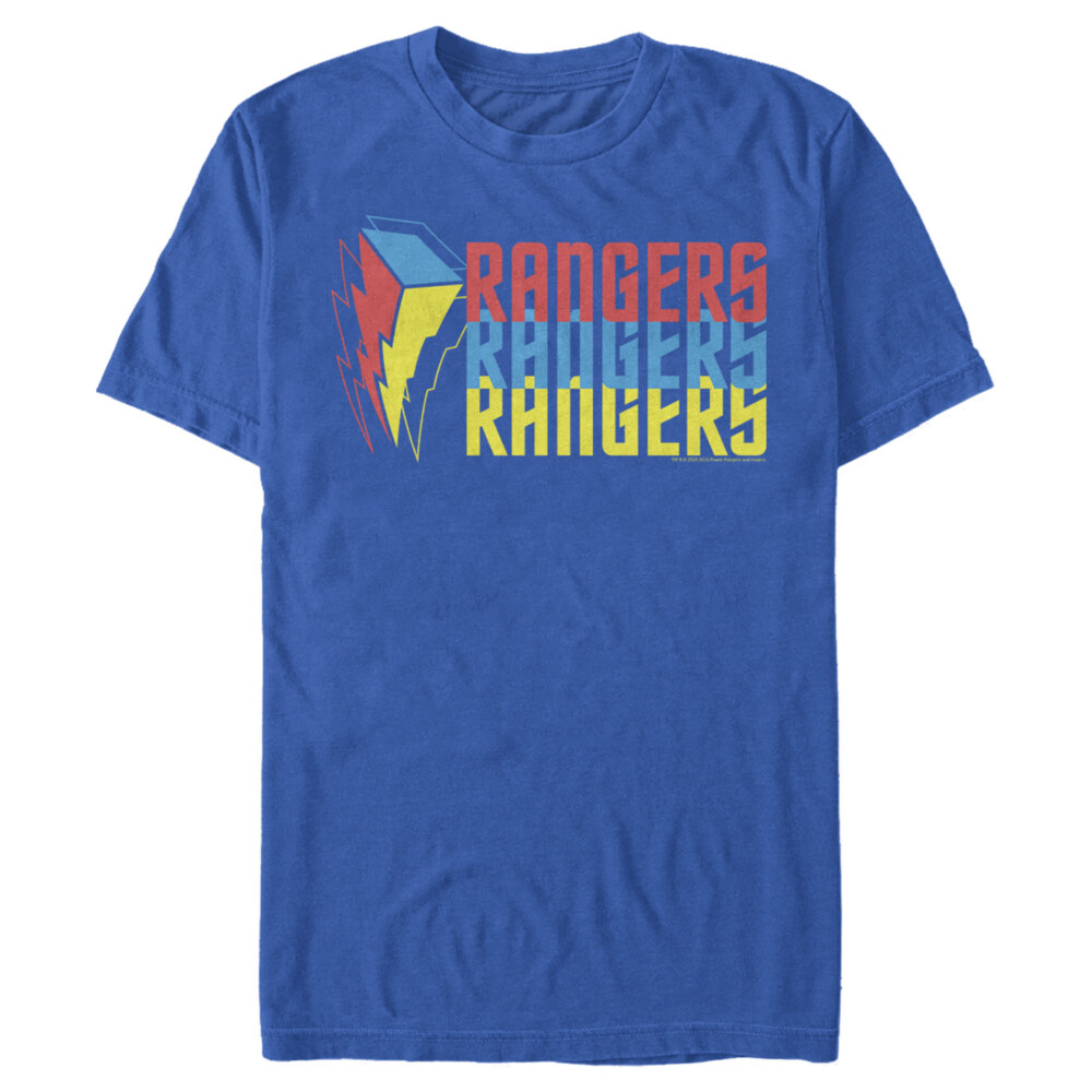 Men's Power Rangers Rainbow Text  Adult T-Shirt