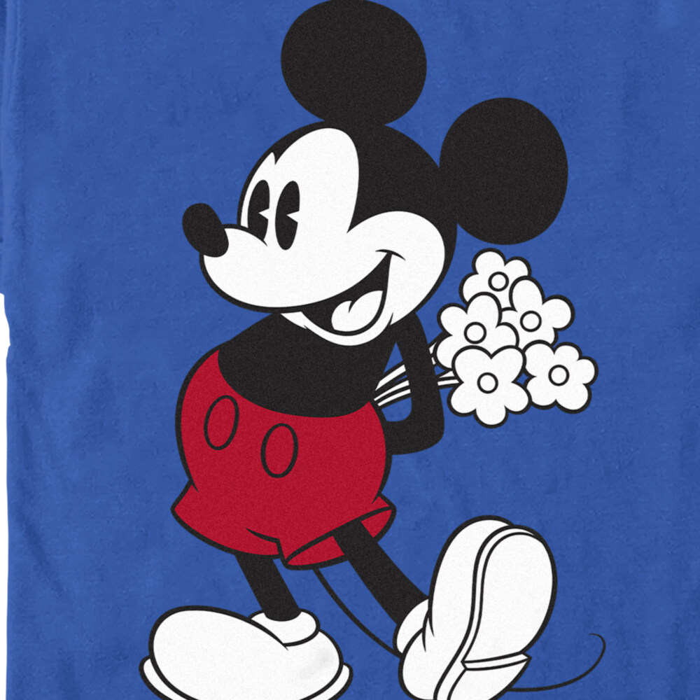 Men's Mickey & Friends Classic Mouse Flowers  Adult T-Shirt