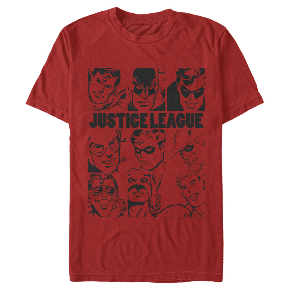 Men's Justice League Vintage Hero Panels  Adult T-Shirt