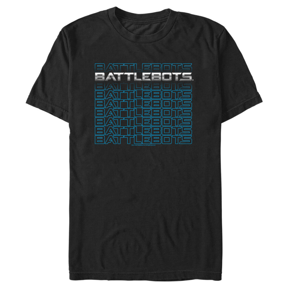 Men's Battlebots Silver and Blue Logo Stack  Adult T-Shirt
