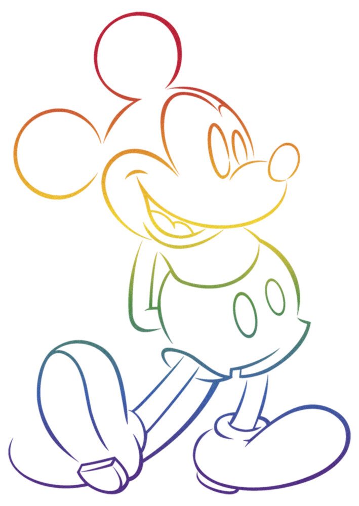 Men's Mickey & Friends Rainbow Mickey Mouse Outline  Adult T-Shirt