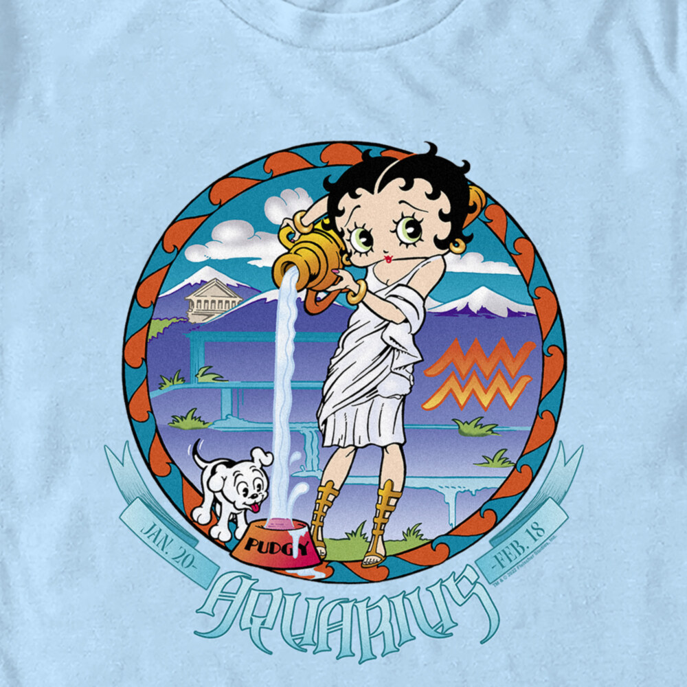 Men's Betty Boop Aquarius Zodiac  Adult T-Shirt