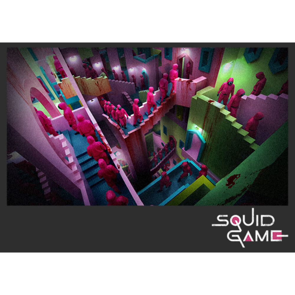 Men's Squid Game Guards on Staircase  Adult T-Shirt