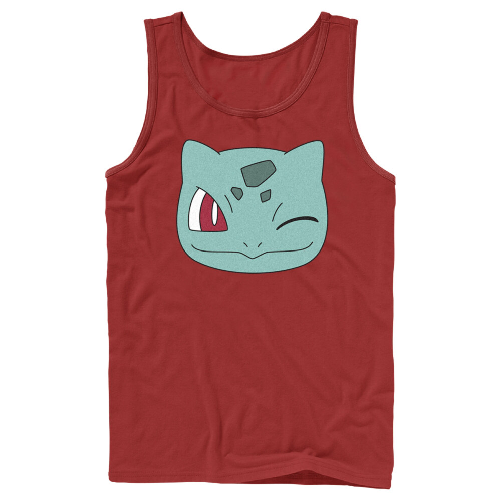 Men's Pokemon Bulbasaur Wink Face  Adult Tank Top