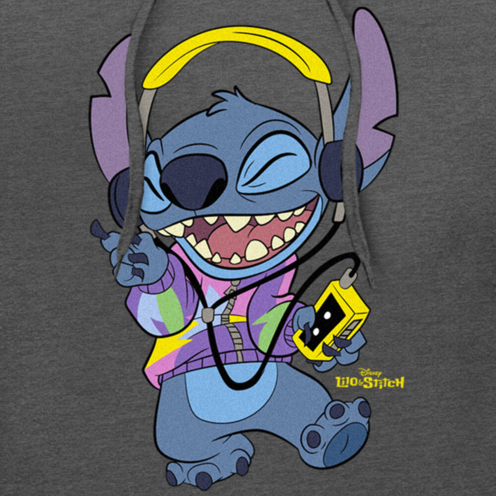 Men's Lilo & Stitch Cool Headphones Stitch  Adult Pull Over Hoodie