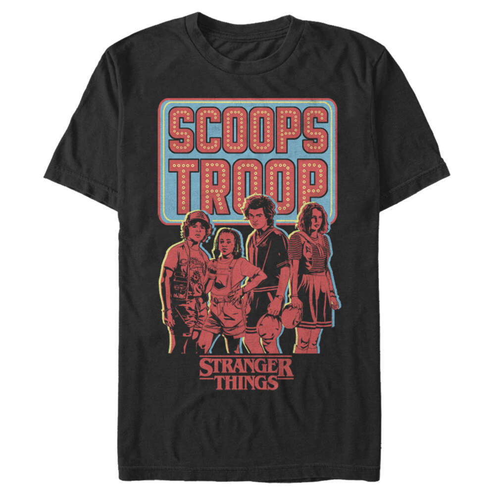 Men's Stranger Things Scoops Troop Character Pose  Adult T-Shirt