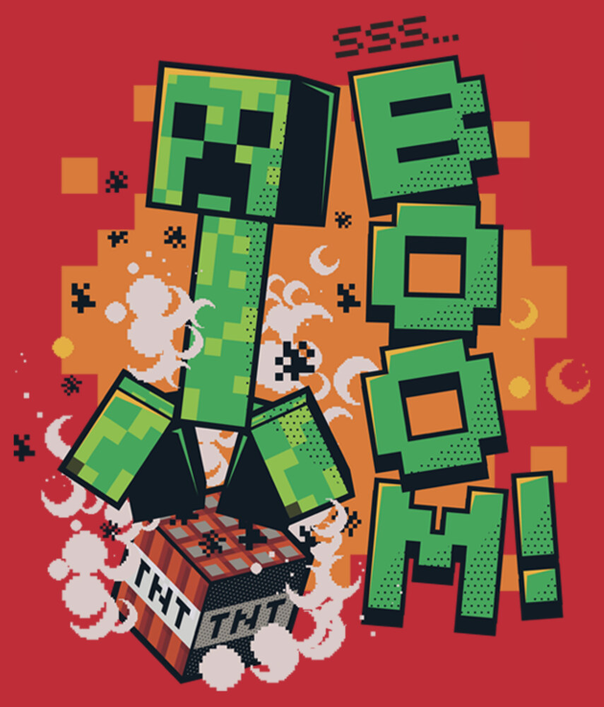 Men's Minecraft Creeper Boom  Adult T-Shirt