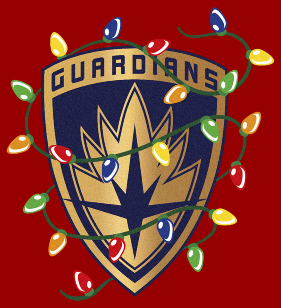 Men's Guardians of the Galaxy Holiday Special Christmas Lights Badge  Adult T-Shirt