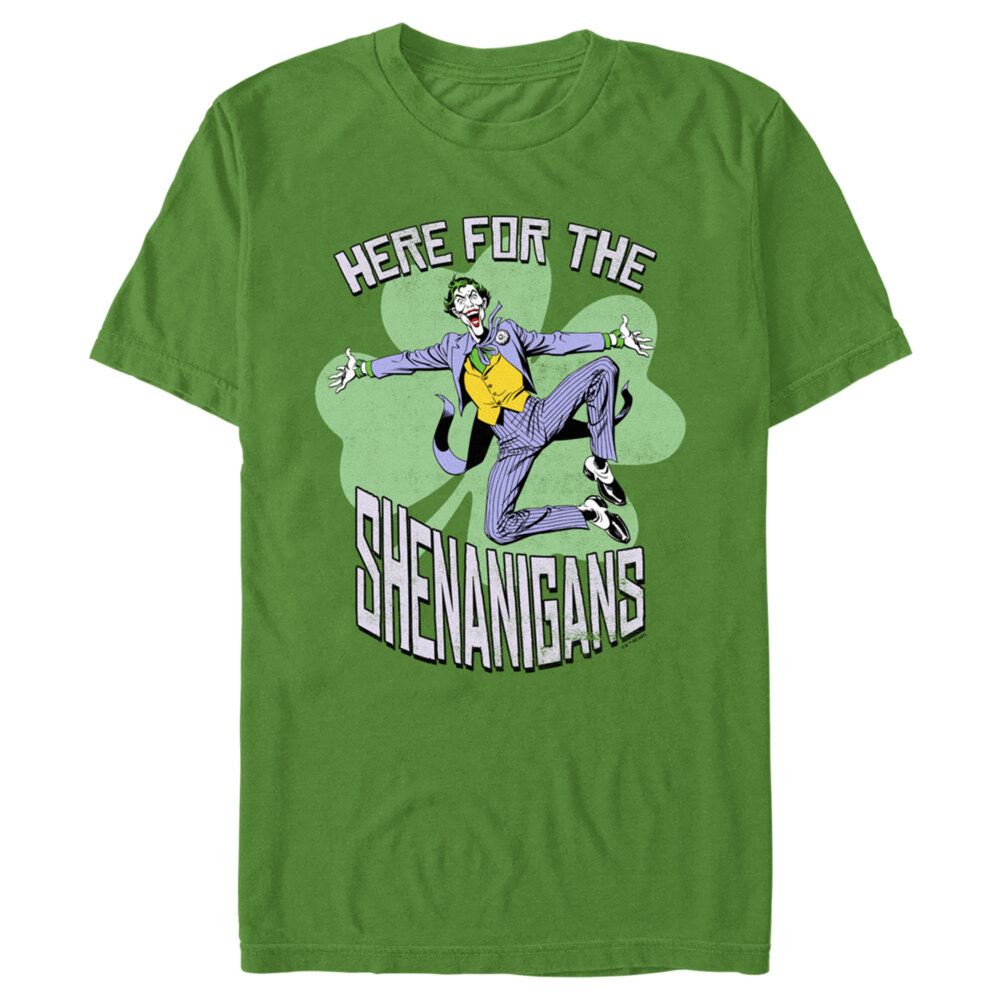 Men's Batman St. Patrick's Day Joker Here for the Shenanigans  Adult T-Shirt