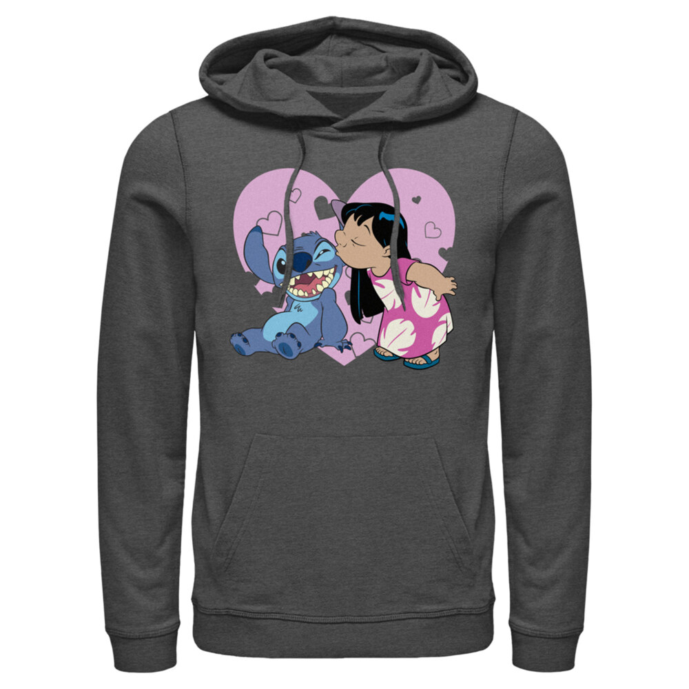 Men's Lilo & Stitch Kisses  Adult Pull Over Hoodie