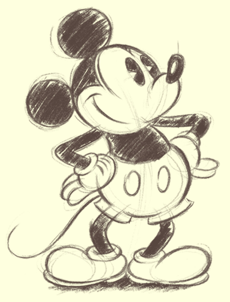 Men's Mickey & Friends Retro Mickey Mouse Sketch  Adult T-Shirt