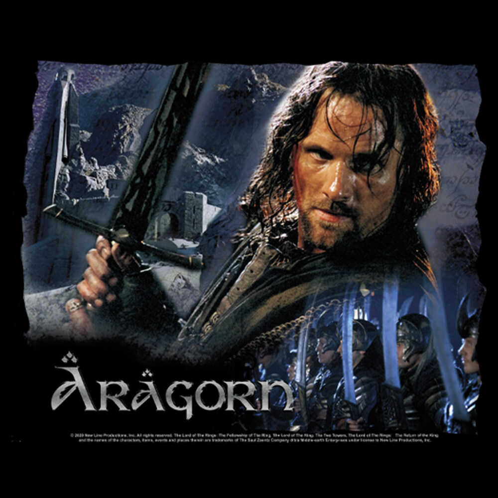Men's The Lord of the Rings Two Towers Aragorn Ready for Battle  Adult T-Shirt
