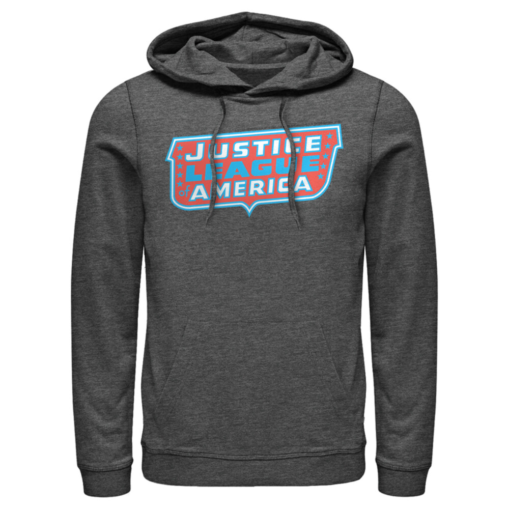 Men's Justice League Patriotic Frame Logo  Adult Pull Over Hoodie