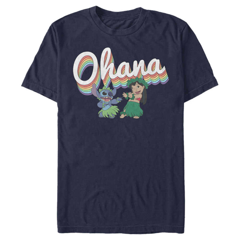 Men's Lilo & Stitch Rainbow Ohana Hula Dance  Adult T-Shirt