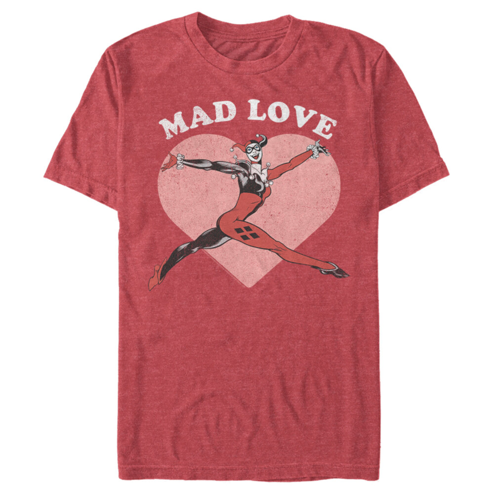 Men's Batman Valentine's Day Harley Quinn Mad Love  Adult T-Shirt