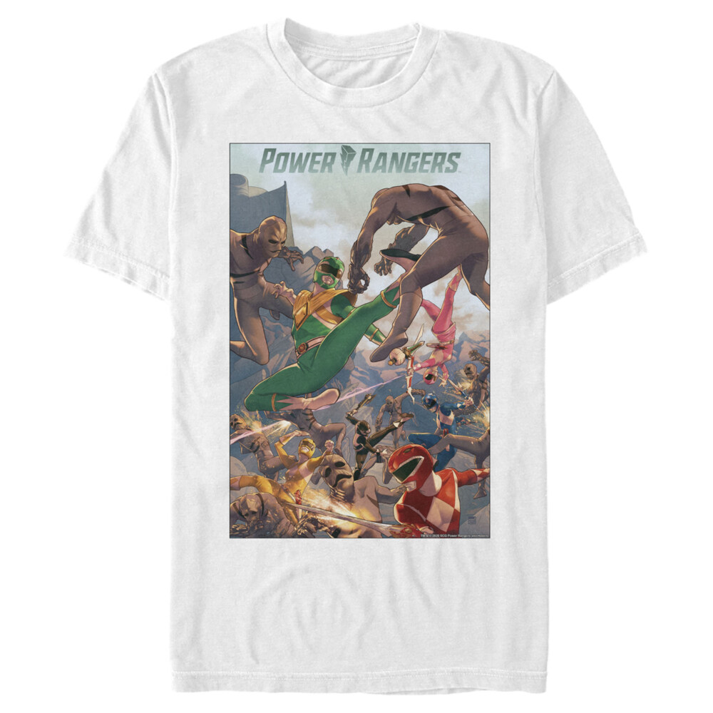 Men's Power Rangers Battle Time Poster  Adult T-Shirt