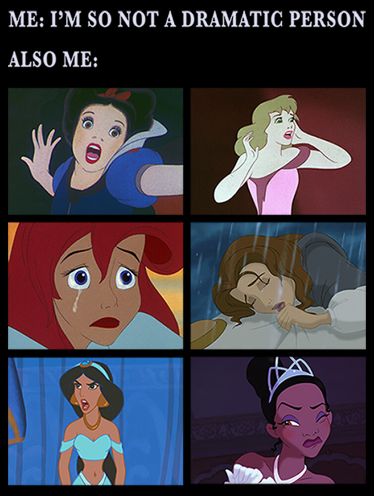 Men's Disney Princesses Dramatic Person Squares  Adult T-Shirt