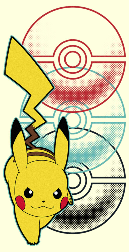 Men's Pokemon Pikachu Poke Balls  Adult T-Shirt