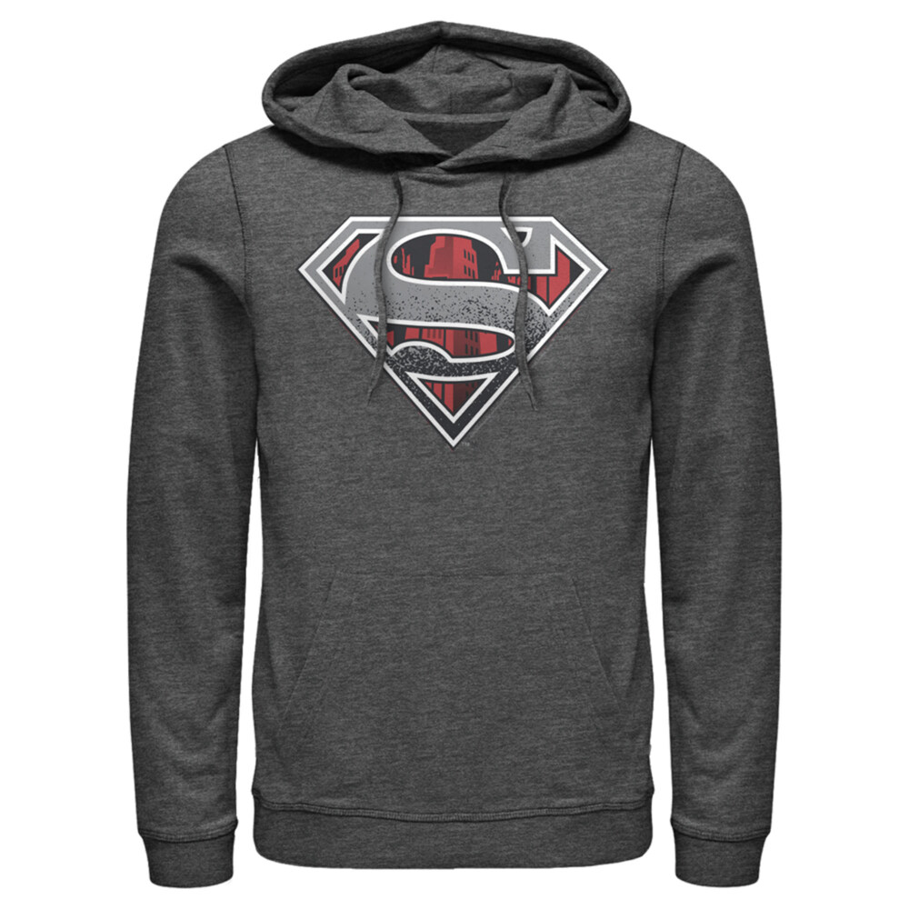 Men's Superman Logo Grunge  Adult Pull Over Hoodie
