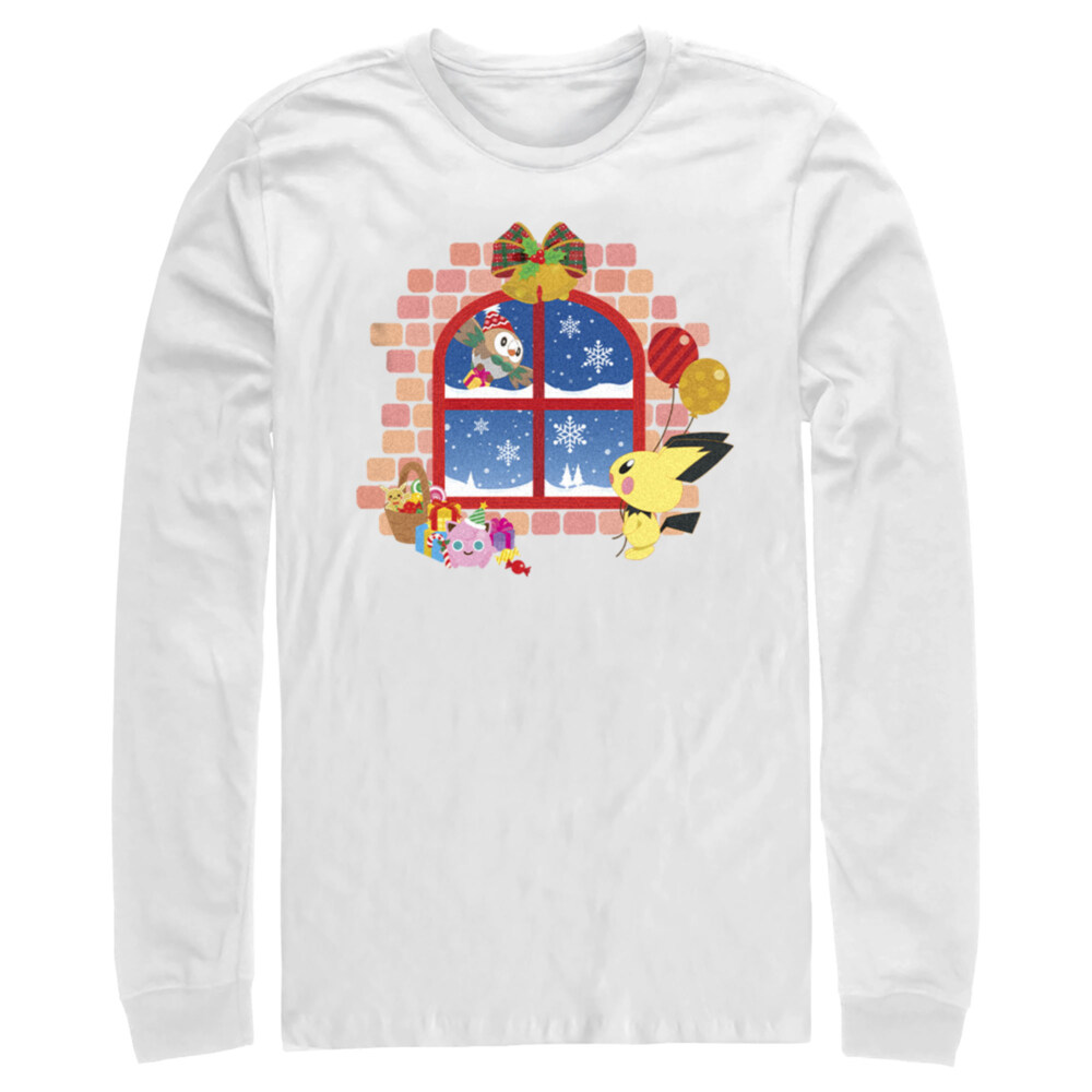 Men's Pokemon Christmas Window  Adult Long Sleeve Shirt