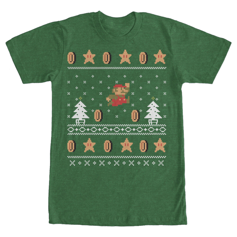 Men's Nintendo Ugly Christmas Mario Coin  Adult T-Shirt