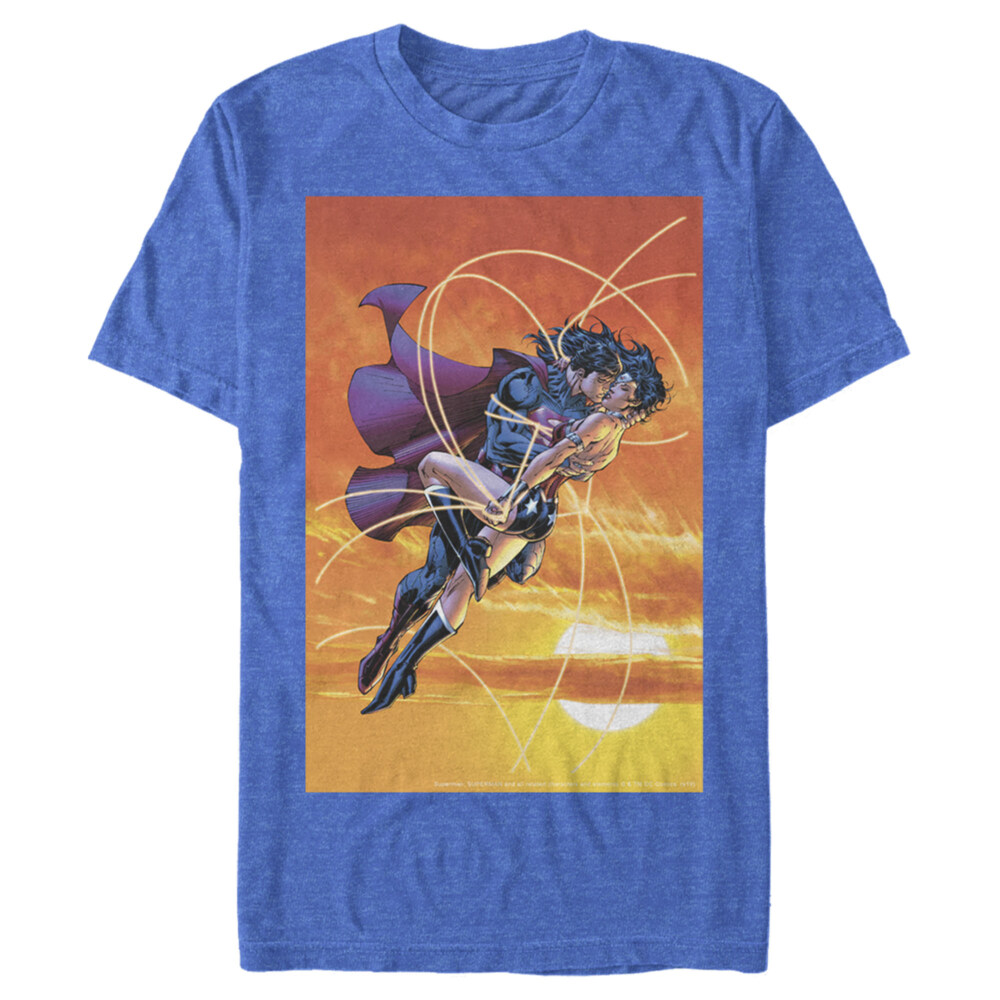 Men's Superman Wonder Woman Kiss  Adult T-Shirt