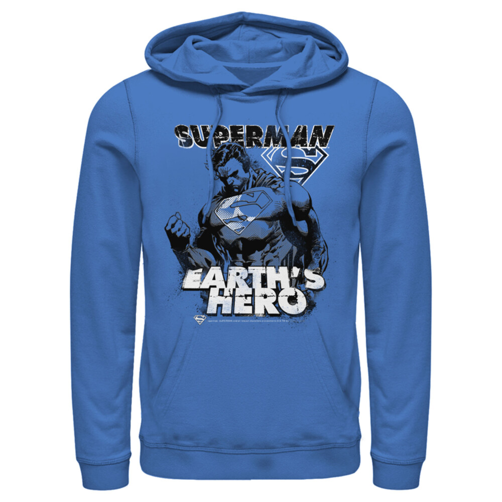 Men's Superman Grunge Earth's Hero  Adult Pull Over Hoodie