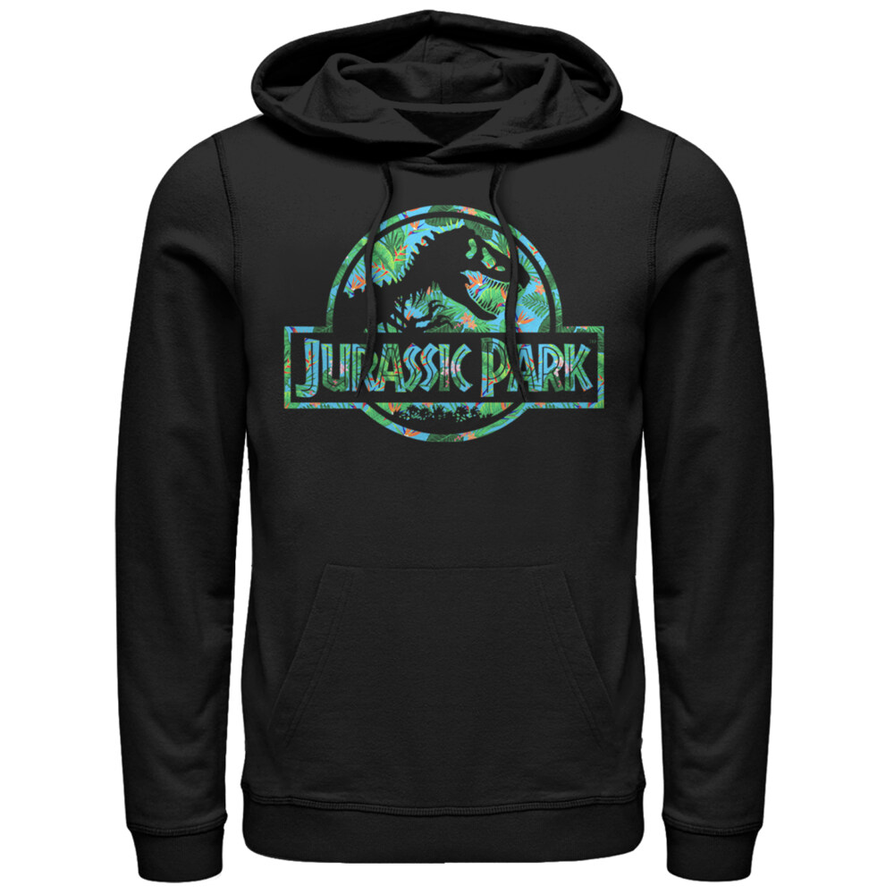Men's Jurassic Park Floral T Rex Logo  Adult Pull Over Hoodie