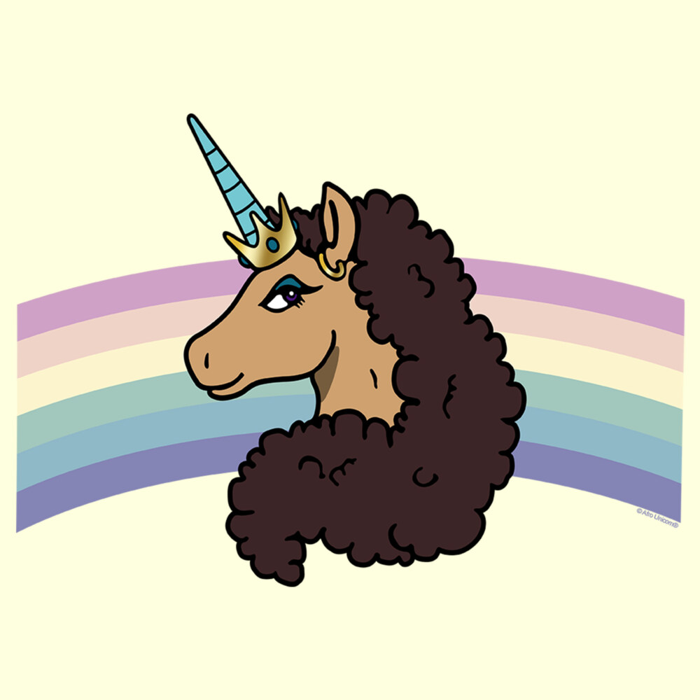 Men's Afro Unicorn Rainbow Glare  Adult T-Shirt