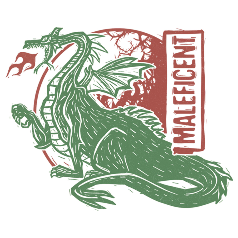 Men's Sleeping Beauty Woodblock Maleficent  Adult Baseball Tee