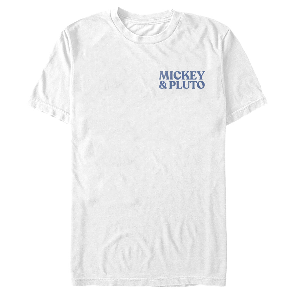 Men's Mickey & Friends Retro Stripes Mickey & Pluto Text  Adult T-Shirt