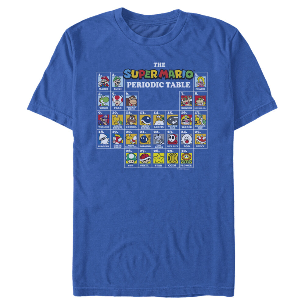 Men's Nintendo Super Mario Periodic Table  Adult T-Shirt