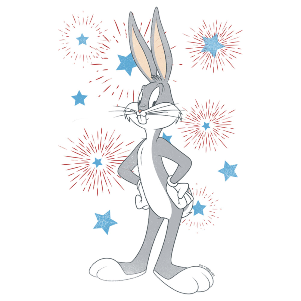 Men's Looney Tunes Bugs Bunny Stars and Fireworks  Adult T-Shirt