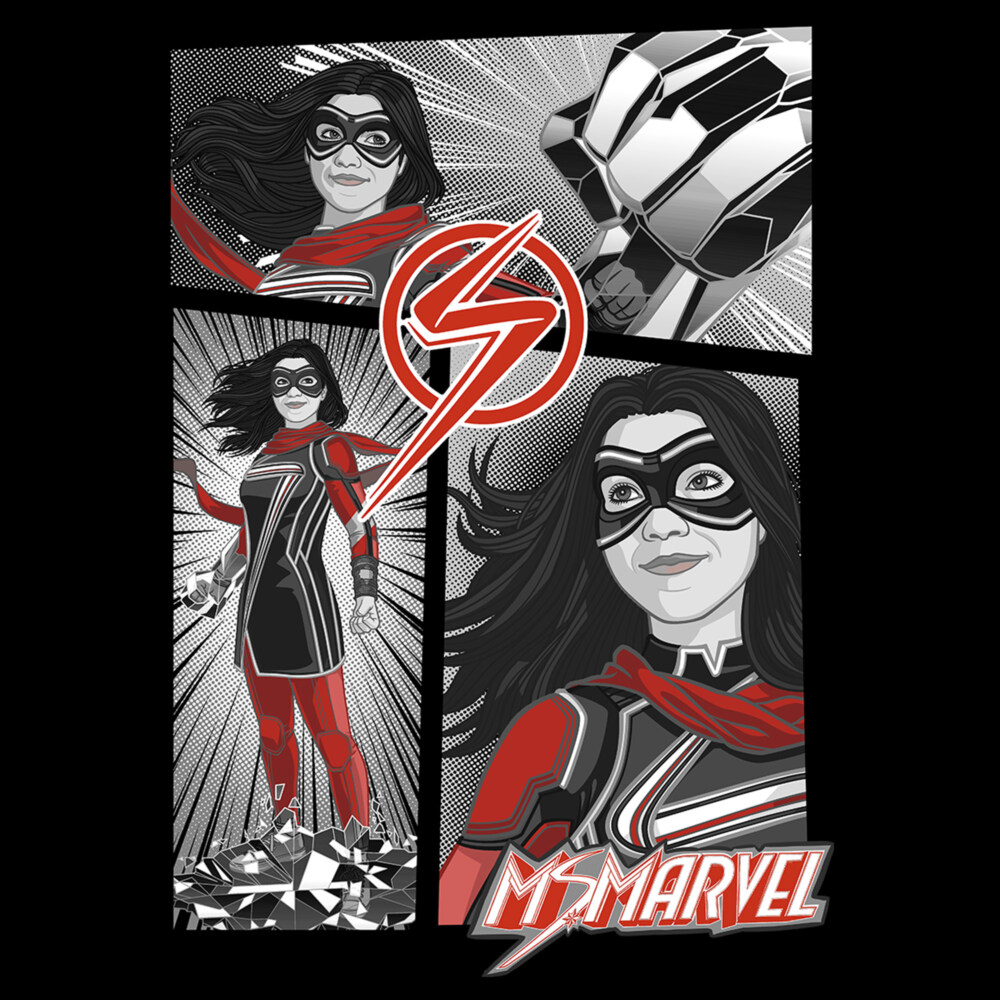 Men's Marvel: Ms. Marvel Hero Girl Panels  Adult T-Shirt