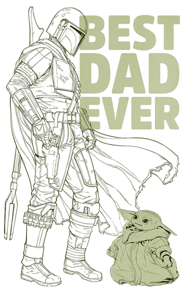 Men's Star Wars: The Mandalorian Grogu and Din Djarin Best Dad Ever  Adult T-Shirt