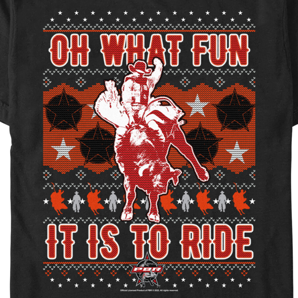 Men's Professional Bull Riders Oh What Fun it is to Ride Sweater Print  Adult T-Shirt