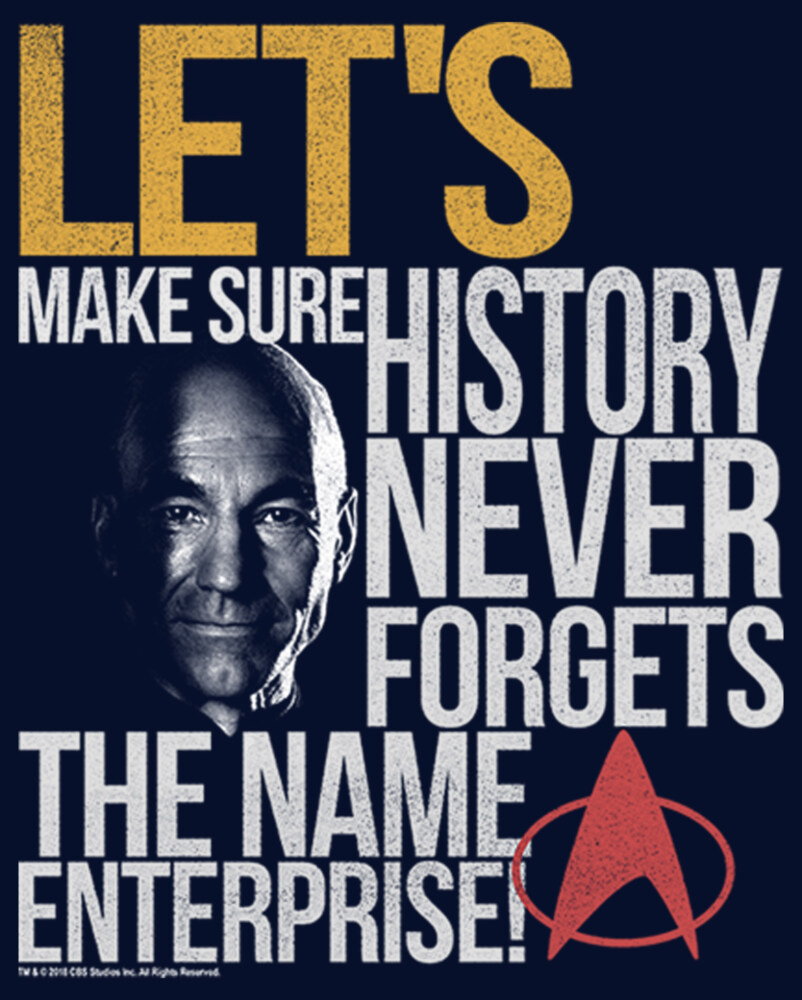 Men's Star Trek: The Next Generation Captain Picard History Never Forgets The Name Enterprise  Adult Pull Over Hoodie