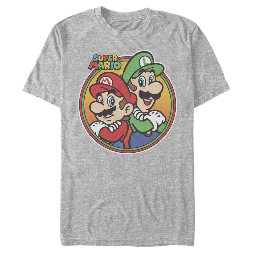 Men's Nintendo Mario Luigi Back to Back  Adult T-Shirt