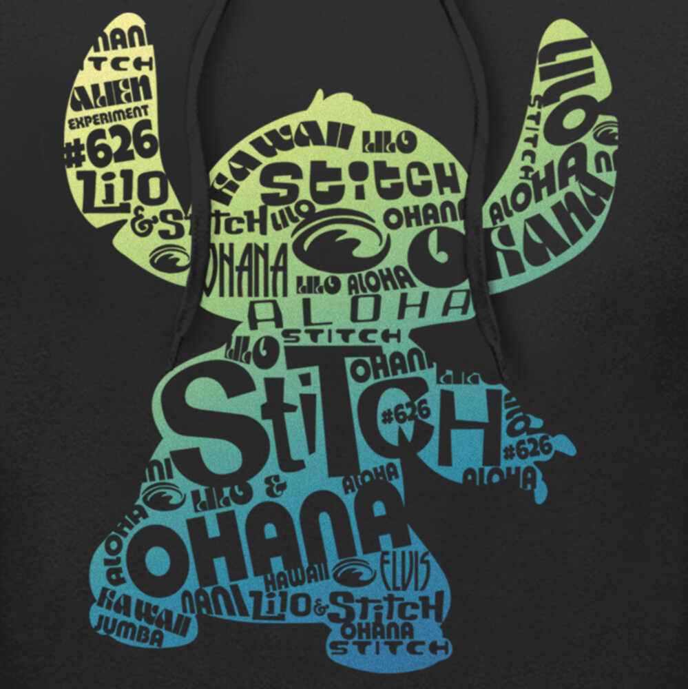 Men's Lilo & Stitch Yellow to Blue Silhouette  Adult Pull Over Hoodie