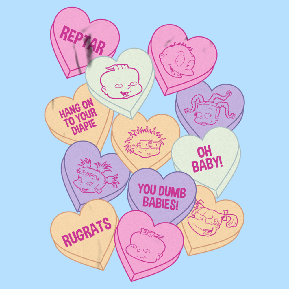 Men's Rugrats Candy Hearts  Adult T-Shirt