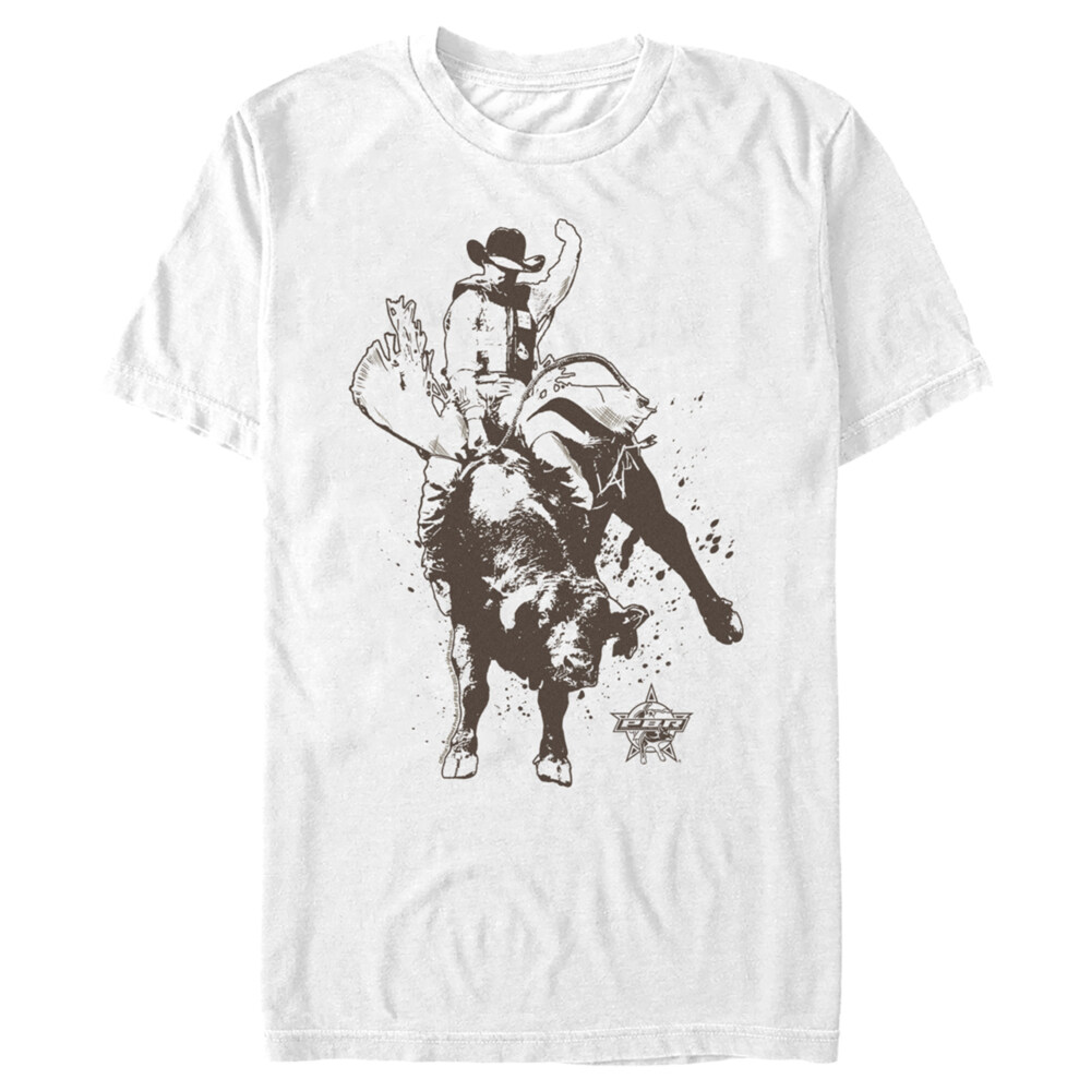Men's Professional Bull Riders Ride the Line Sketch  Adult T-Shirt