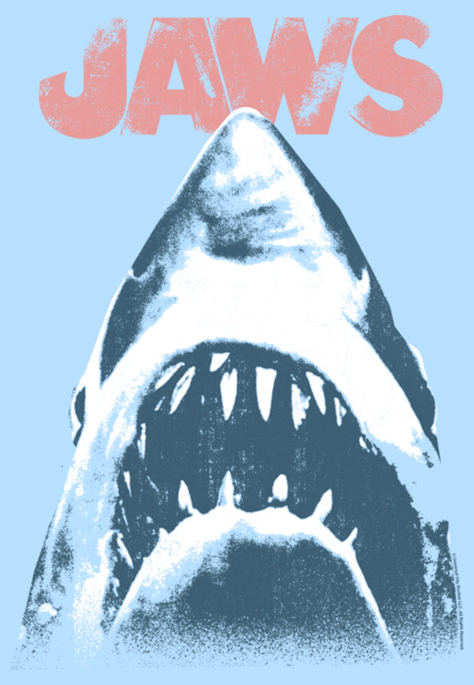 Men's Jaws Distressed Shark Poster  Adult T-Shirt