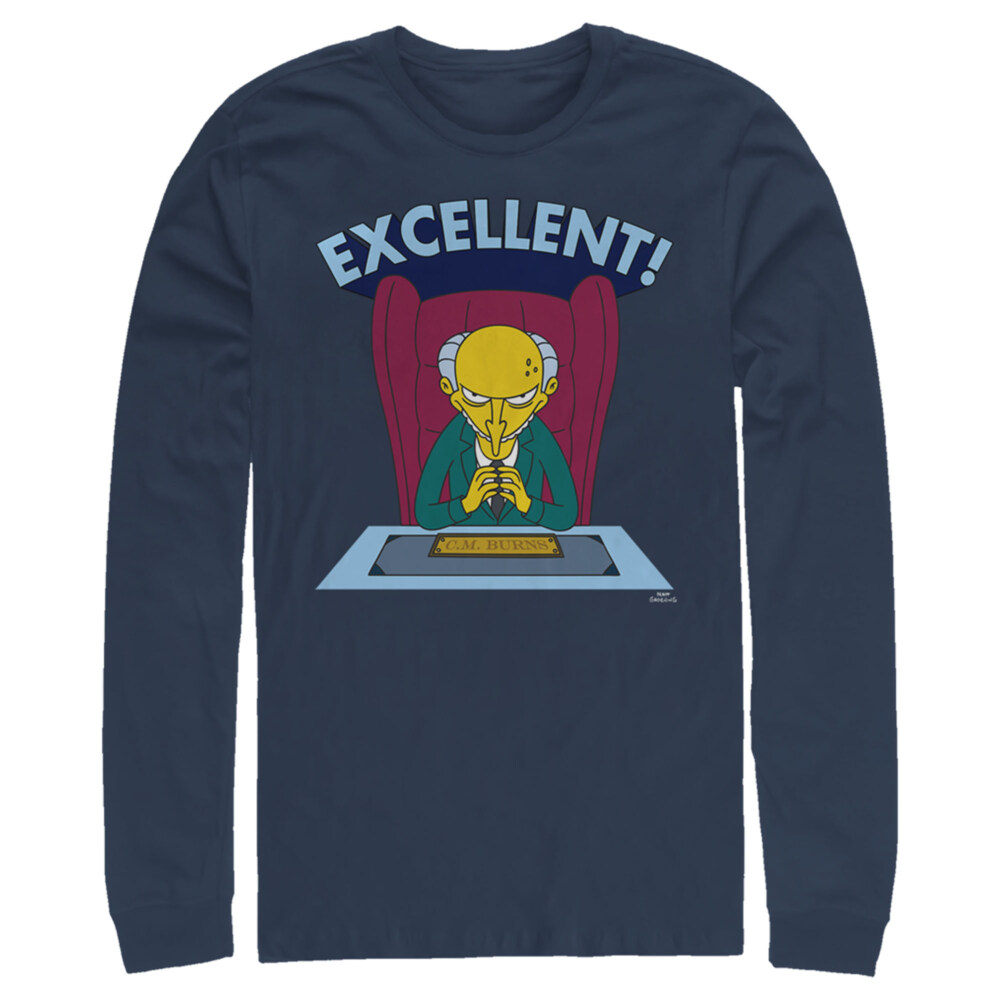 Men's The Simpsons Excellent Burns  Adult Long Sleeve Shirt