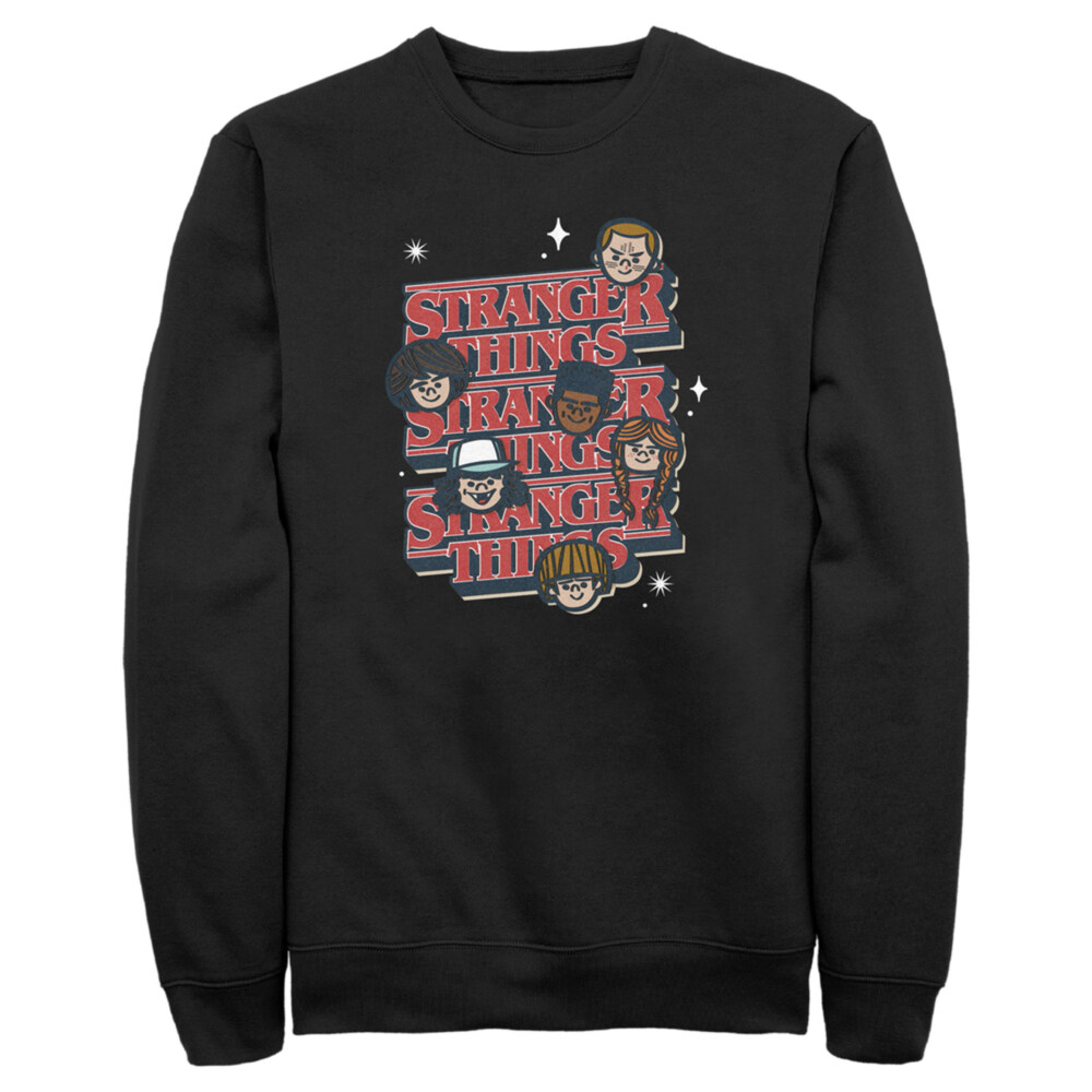 Men's Stranger Things The Gang Cartoon Logo  Adult Sweatshirt